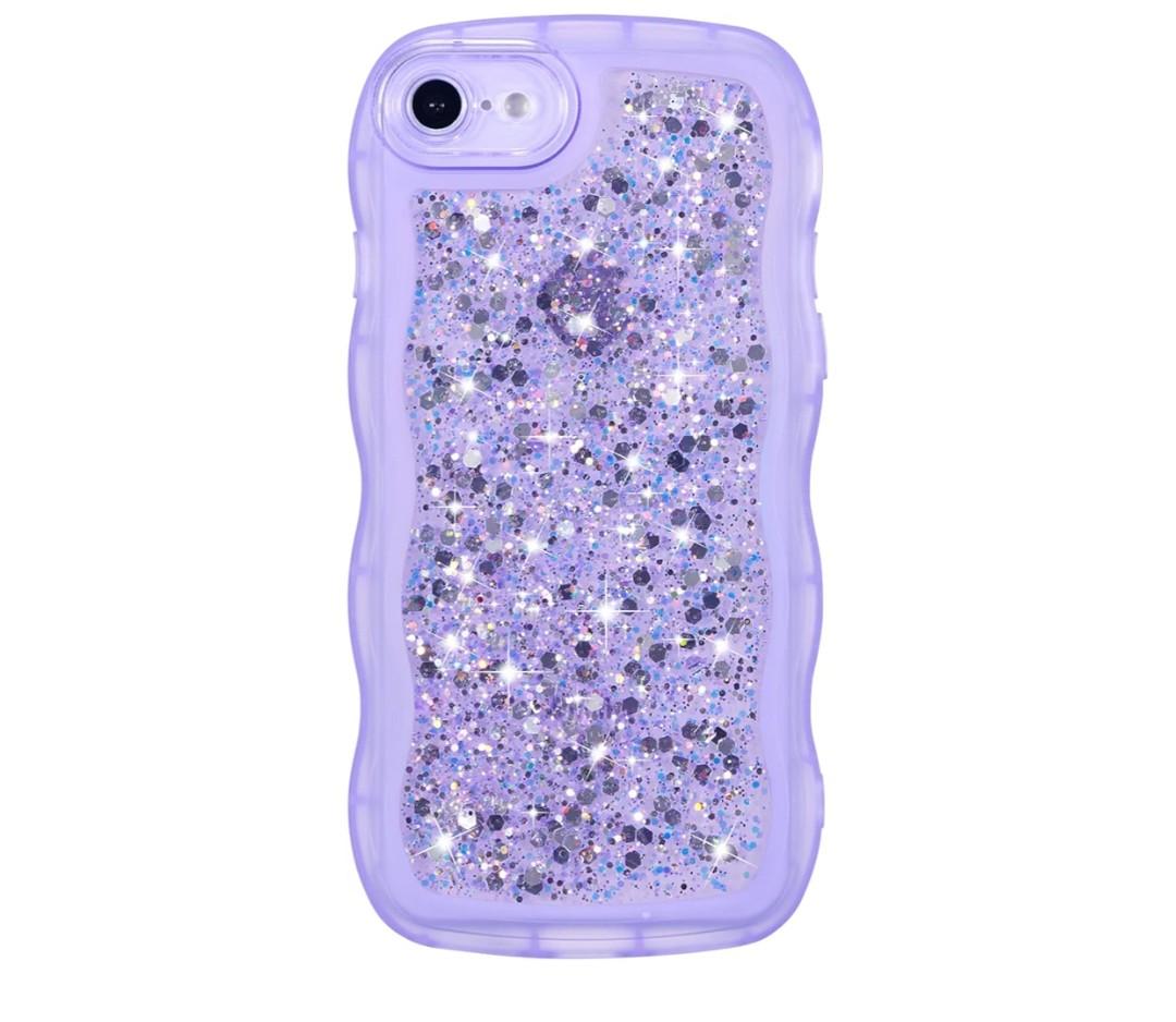 ZTOFERA for iPhone 7/8/SE Case 4.7", Cute Curly Wavy Design with Glitter Sequins,Luxury Aesthetic Bling Sparkly Shockproof Protective Phone Case for iPhone 7/8/SE-Glitter Purple