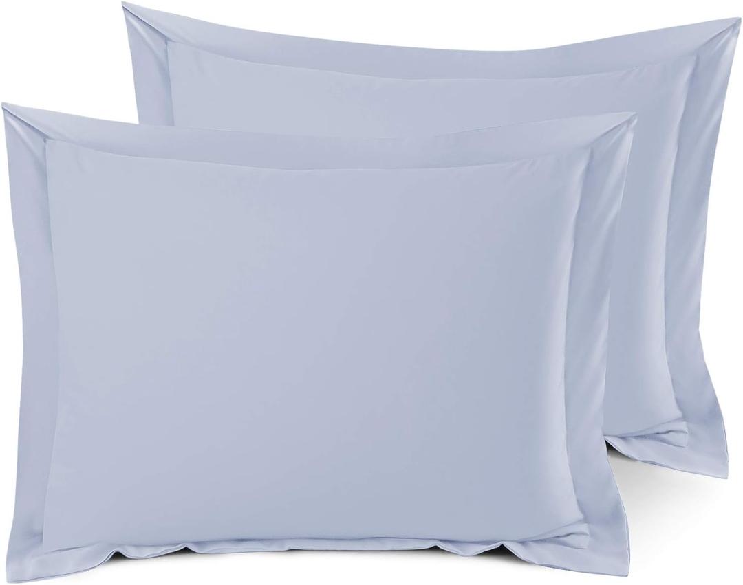 Nestl Soft Pillow Shams Set of 2 - Double Brushed Microfiber Pillow Covers - Hotel Style Premium Bed Pillow Cases, with 1.5 Decorative Flange, Queen 20"x30" - Ice Blue