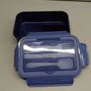 Caperci Classic Bento Box Adult Lunch Box for Older Kids - Leakpoof 47 oz 3-Compartment Containers for Adults and Teens, Built-in Utensil Set, Ideal for On-the-Go Balanced Eating, Navy Blue