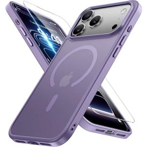 Miracase Magnetic for iPhone 17 Pro Max Case with Screen Protector [Compatible with MagSafe] Slim Thin Phone Case Military-Grade Protected for 17 ProMax Cover Bumper 6.9", Purple