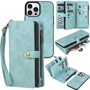 TwoHead Wallet Case Compatible with iPhone 15 Pro Max,Detachable Magnetic Phone Case,All-Round Shockproof Protective Leather Phone Case with Card Holder,6.7 in,Blue