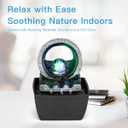 Tabletop Water Fountains, 3 Gears Desktop Fountain Indoor with Led Rolling Ball, Table Top Small Water Feature Interior Zen Relaxation Decor for Home Bedroom Living Room Office Apartment