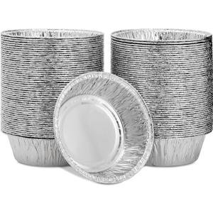 Juvale Mini Pot Pie Pans - 100 Pack, 5 In, Silver Aluminum - Disposable Aluminum Foil Pans & Tins for Pot Pie Baking, Quiche & Tarts, Oven & Freezer Safe