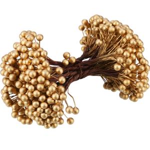 BBTO Artificial Holly Berries on Wire Stems, 250 Stems with 500 Pieces 8 mm Fake Berries for Tree Decorations Wreath Craft Use Wedding Party Favor (Gold) BBTO Artificial Holly Berries on Wire Stems, 250 Stems with 500 Pieces 8 mm Fake Berries for Tree Decorations Wreath Craft Use Wedding Party Favor (Gold)