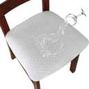 Stretch Jacquard Dining Chair Seat Covers Waterproof Seat Covers for Dining Chairs Kitchen Seat Covers Dining Room Chair Seat Covers Set of 4 (Off White, 4 Pcs)