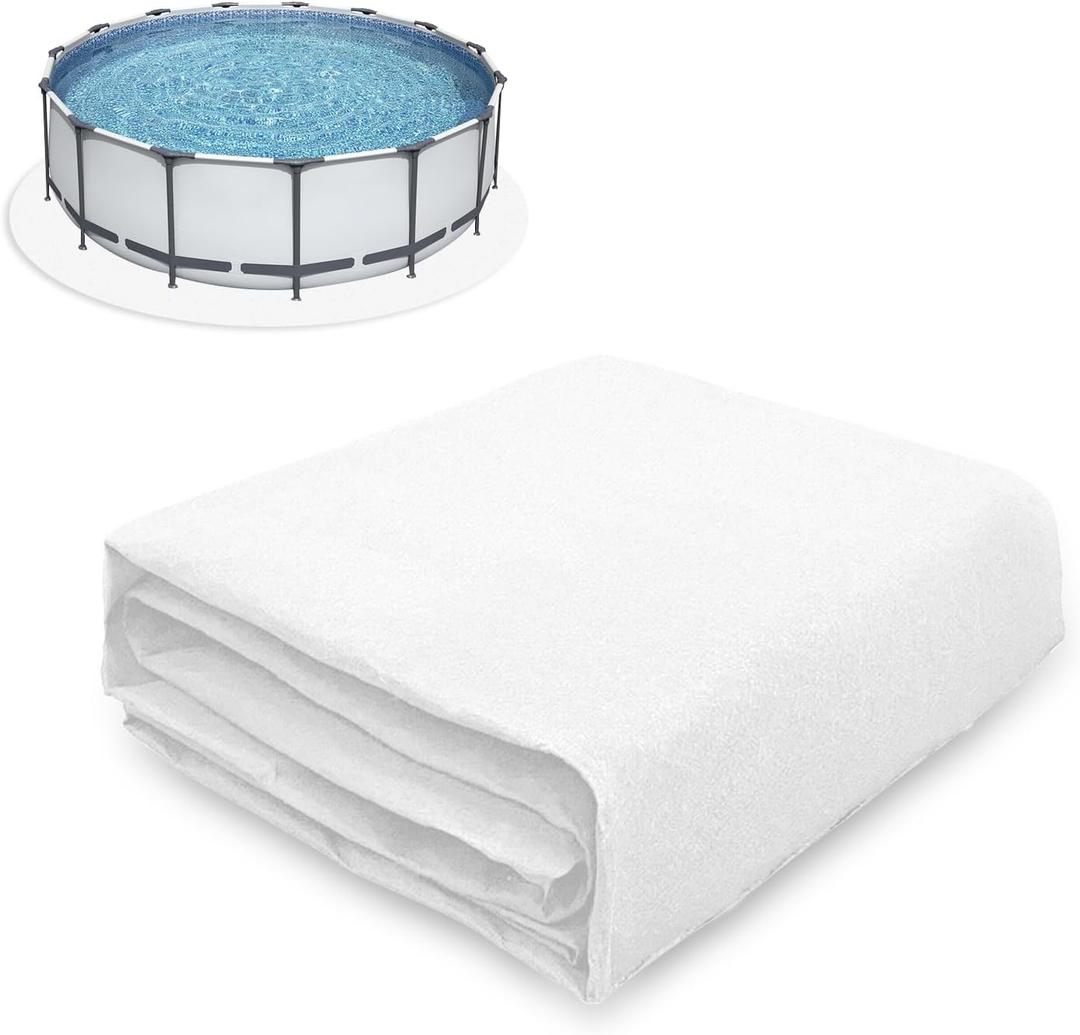 15 Feet Round Pool Liner Pad for Above Ground Pool, Durable Geotextile Material, Liner Pads for Puncture Resistent, Extend Liner's Life, White