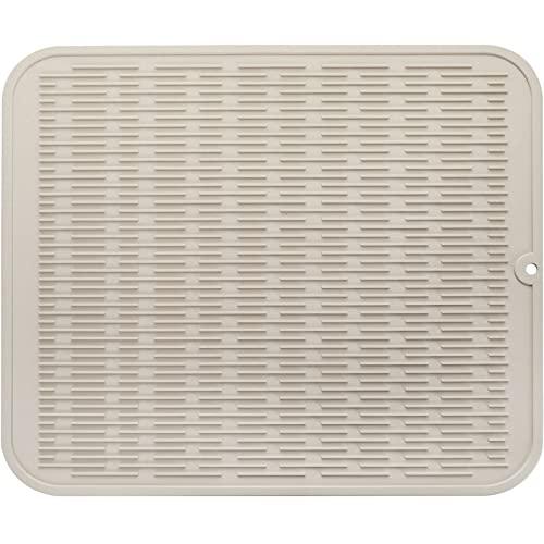 MicoYang Silicone Dish Drying Mat for Multiple Usage,Easy clean,Eco-friendly,Heat-resistant Silicone Mat for Kitchen Counter or Sink,Refrigerator or Drawer Liner Tapioca 17x24