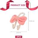 2 PCS Car Pearl Headrest Hooks, Bow-shaped Pearl Headrest Hook, Cute Elegant Auto Seat Back Hook, Universal Car Interior Decoration for Women Girls (Pink)