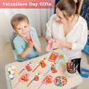 48 Pcs/24 Sets Valentine's Day Dinosaur Keychains Gift Crafts Dinosaur Nugget Cards and Beaded DIY Key Chain Making Kit Valentine Exchange Gifts for Classroom School Activities Party Favor