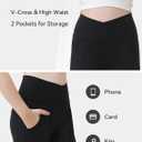 Girls Flare Leggings High Waisted Flare Pants with Pockets Bootcut Black Bell Bottoms Stretchy V-Cross 5-16 Years (9-10 Years)