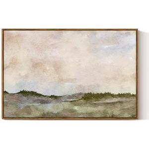 VIYYIEA Large Framed Canvas Wall Art, 24x36 Inch Minimalist Landscape Painting, Neutral Abstract Nature Wall Decor for Living Room or Bedroom, Serene Calm Wall Art