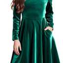 Seiciviy Girls Christmas Dress Velvet Fall Winter Party Dresses Ruffled Long Sleeve Casual with Pockets Princess Outfits (5-6 Years)