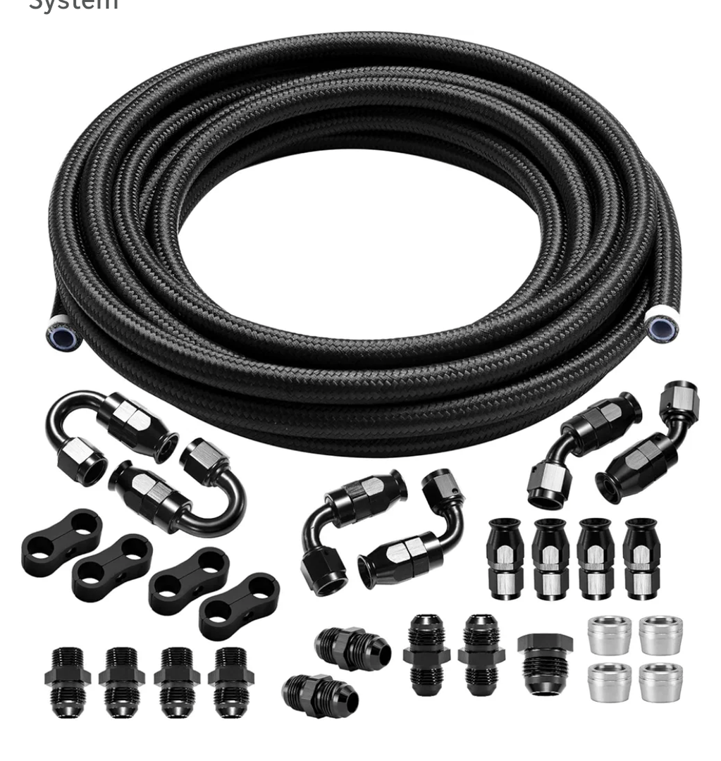 8AN PTFE Fuel Line Kit Nylon Braided PTFE Fuel Hose 20FT With AN8 Hose End Fitting For LS Swap EFI Fuel System