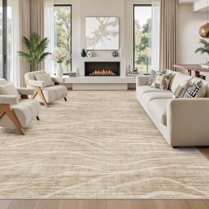 10x12 Area Rug Washable Modern Rugs for Living Room, Light Brown