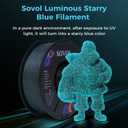 Sovol 3D Printer Luminous Filament, Glow in The Dark PLA 1kg (2.2 lbs) Spool 3D Printing Materials, Dimensional Accuracy +/- 0.03 mm, 1.75 mm, Shiny Blue