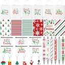 Resholder 30 Pcs Christmas Appreciation Gifts, 6 Makeup Bags 6 Paper Gift Bags 6 Keychains with Pendant 6 Inspirational Notepad Small Pocket Notebook and 6 Ballpoint Pen Office(Red and Green)