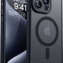 CANSHN Magnetic Compatible with iPhone 15 Pro Case, Upgraded [Full Camera Protection] [Compatible with Magsafe] [Translucent Matte] Shockproof Protective Phone Case Cover 6.1 Inch - Black