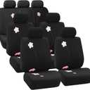 FH Group Three Row 7 Seater Floral Design Cloth Car Seat Covers, Airbag Compatible and Split Bench- Universal Fit for Cars Trucks & SUVs Black