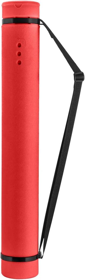JJRING Red Poster Tube, 25" to 40" Extendable Poster Storage Holder Tube with Carrying Strap, Poster Carrying Case for Blueprints, Scrolls, Maps and Architect Papers, Red