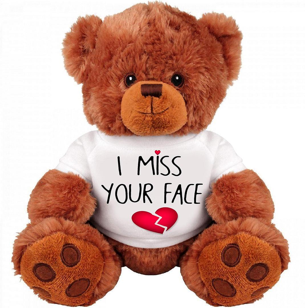 I Miss You Gifts Large 13 inch Teddy Bear I Miss Your Face- Cute Unique Long Distance Relationships Gift, Friend, Couples, Relationship, Boyfriend, Girlfriend, I'm Sorry, for Her, Him
