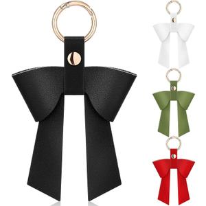2 x 4 Pcs Bow Leather Charm for Bag Purse Handbag, Bow Keychain Thank You Appreciation Gift Elegant Bag Cute Charm Car Key Ring for Teacher Women Accessories Graduation Gift