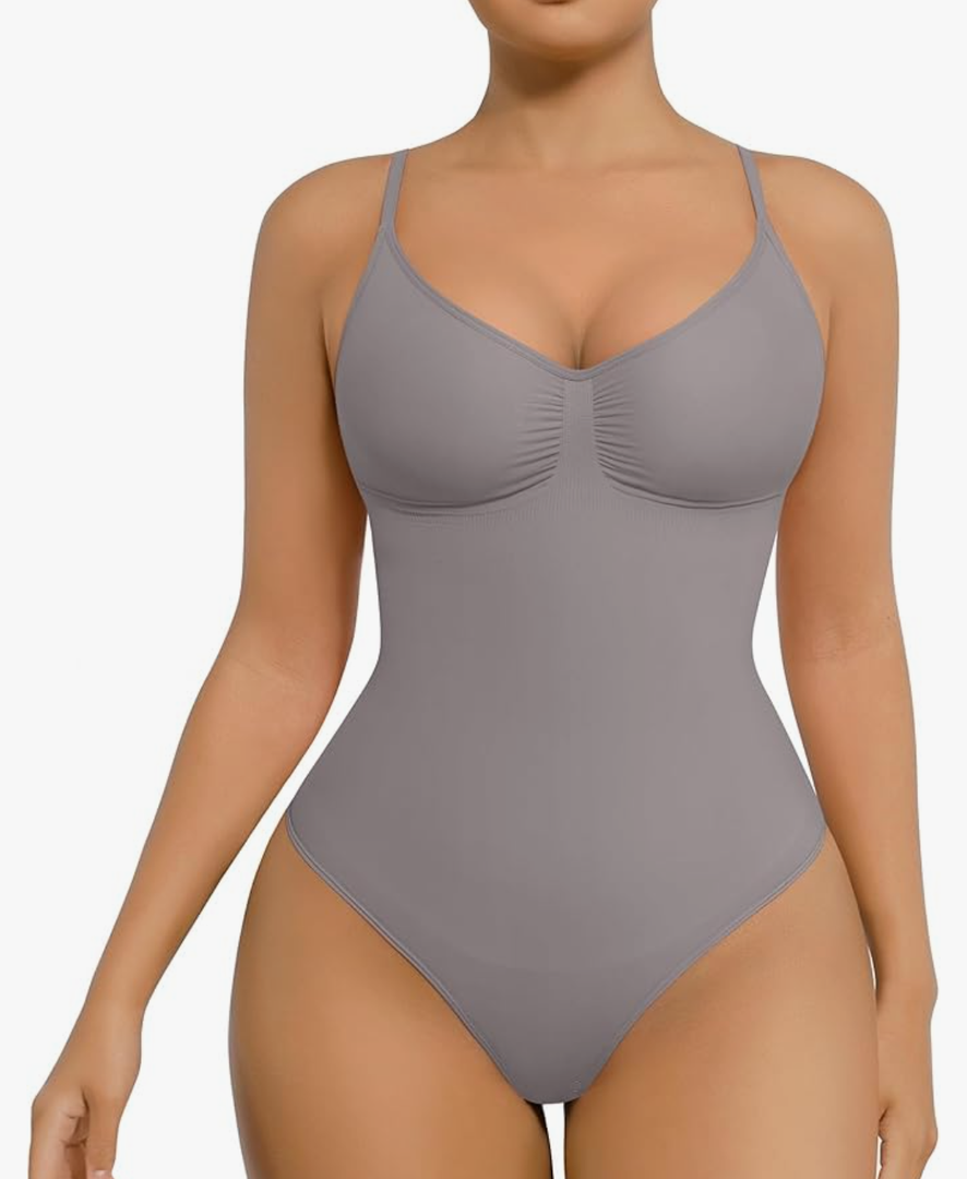 FeelinGirl Shapewear Bodysuit for Women Tummy Control Seamless Sculpting Snatched Waist Body Suit Body Shaper Thong, size M/L