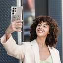 Compatible with Samsung Galaxy S24 Ultra Cases with Design, Cute Transparent Designer Phone Case for Women Girls Girly with Heavy Duty Protective Bumper (Clear Black Simple Flowers)