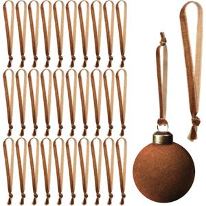 Brown Christmas Ornament Hangers 12" Velvet Christmas Tree Ribbon Hanging Strings Ornament Strap Loops Velvet Ribbon Hangers for Garland Decoration