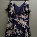 PopReal Mommy and Me Dresses Floral Print Cold Shoulder Ruffle Backless Strap Romper Beach Midi Dress Summer (3-6 Months, Dark Blue)