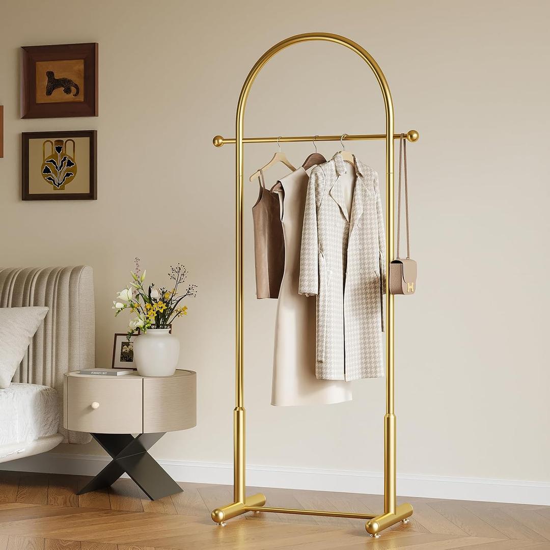Modern Gold Arch Clothing Rack Freestanding Garment Rack for Hanging Clothes,Heavy Duty Coat Rack,Metal Small Clothes Rack for Bedroom,Closet or Boutique Display