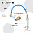 Tellegloww Oil and Dye Injector Kit 1/4 SAE with SAE R134a Oil Injector R1234yf Low Side Quick Coupler R410a Split Adapter Compatible with R134A R22 R12 R1234YF, Hand Push Compressor Manual 1oz/30ml
