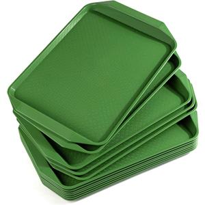 Plastic Fast Food Tray,16.7 by 11.8-Inch,Set of 12 (Green)