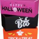 3 PCS Halloween Candy Bowl Wooden Funny Candy Dish Large Trick or Treat Dish Holders Boo Wood Serving Black Orange Purple Bowl Tableware for Halloween Party Decorations Corn Holiday Decor