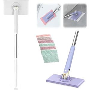 Snap Grip Mini Mop,Cloth Changing 36 inch Automatic Gripping Zero Touch Mini Grip Mop Compatible with Swiffer & Face Towels 360 Rotating Mops for Whole House Cleaning (5 Cloths)