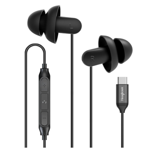 Hearprotek Sleep Headphones, 1 Pair USB C Wired Earbuds with Soft Silicone Noise Reduction Type C Earbuds with Microphone, Ideal for Sleeping, snoring, Relaxation (Black)
