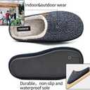 COFACE Womens Cozy Memory Foam Scuff Slippers Ladies Fuzzy Warm Slip On House Shoes With Arch Support, Indoor Outdoor Rubber Sole, Twill Blue Size 6M/7W (Black)