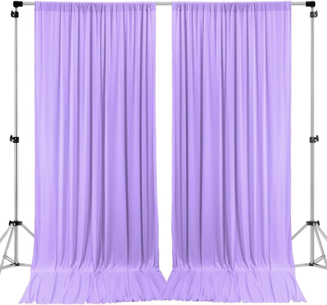 AK TRADING CO. 10 feet x 10 feet Polyester Backdrop Drapes Curtains Panels with Rod Pockets - Wedding Ceremony Party Home Window Decorations - Lavender (60"W x 120"L (Pack of 2))