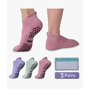 Hylaea Unisex Non Slip Socks with Grip for Yoga, Hospital, Pilates, Barre | Ankle, Cushioned