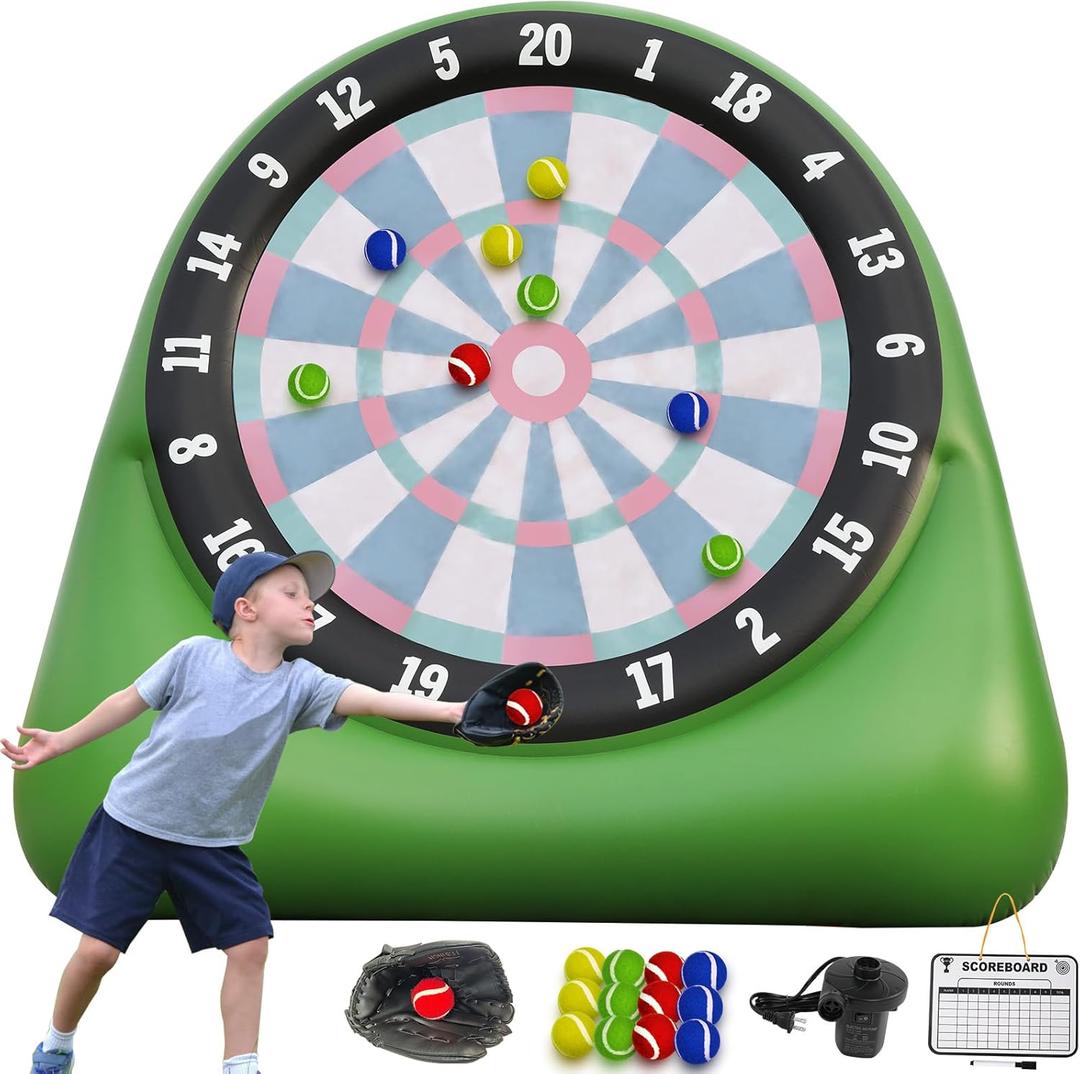 AONESY Inflatable Giant Kick Dart Games Soccer Golf Kick Dartboard Outdoor Backyard Lawn Large Carnival Games 6ft Big for Kids Adults Family Dartboards with Balls & Air Pump