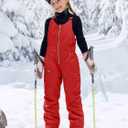 Haloumoning Kids Snow Bibs Girls Ski Pants Waterproof Insulated Snowboard Overalls Snowsuit 10-12 Years