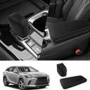 Autorder 2PCS Center Console Cover for 2023 2024 2025 Lexus RX350/RX350h/RX450h+/RX500h Accessories Gear Shift Knob Cover Anti-Scratch Leather Armrest Cover&Shift Knob Cover