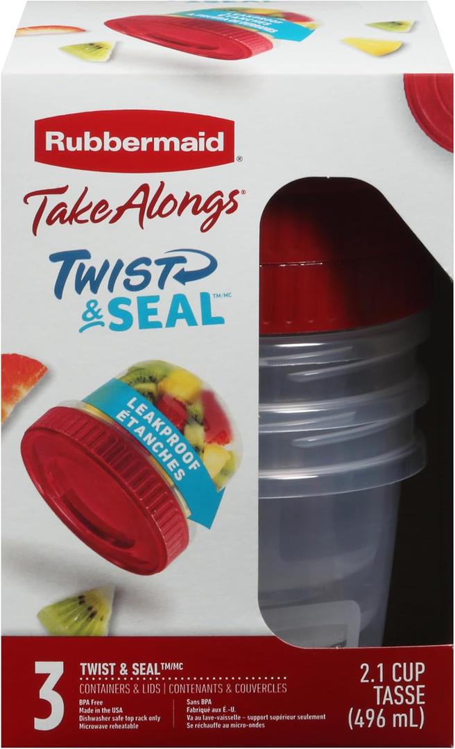 Rubbermaid, Take Along Twist&Seal 2CP, 3 Count