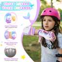 Knee Pads for Kids, ZOOBLISS Toddler Knee and Elbow Pads Set Wrist Guards for Girls Aged 3-12, Kids Protective Gear for Roller Skates Skateboard Bike Scooter, Included Drawstring Bag (Mermaid Cyan)