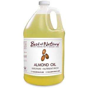 Best of Nature 100% Pure Sweet Almond Oil – Moisturizing Massage & Body Oil, Unscented for Hair, Skin, Face, Soap Making, Aromatherapy, Ideal Carrier for Essential Oils, Half Gallon (64 fl oz)