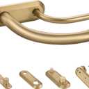 Double Curtain Rod for Windows 48 to 84 Inch,Adjustable Warm Gold Wrap Around Curtain Rod with Aluminum Double-deck Finials and Brackets,1"Front and 5/8" Back Blackout Curtain Rod