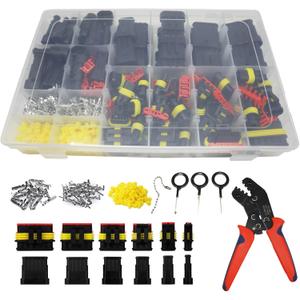 Boatsea 709Pcs Waterproof Wire Connectors, 43 Kits Automotive Electrical Connectors Electrical Wire Connectors Kit 1/2/3/4/5/6 Pin Weather Pack Connector for 13-20 AWG Wire with Ratchet Crimping Tool