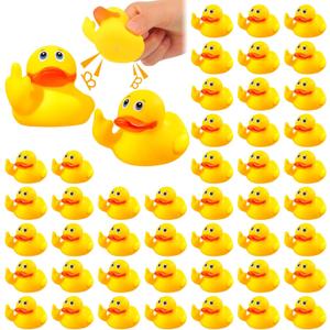 Lenwen 48 Pieces Middle Finger Rubber Duck Funny Yellow Rubber Duck Cute Small Bath Toy for Bathroom Car Dashboard Interior Decorations()
