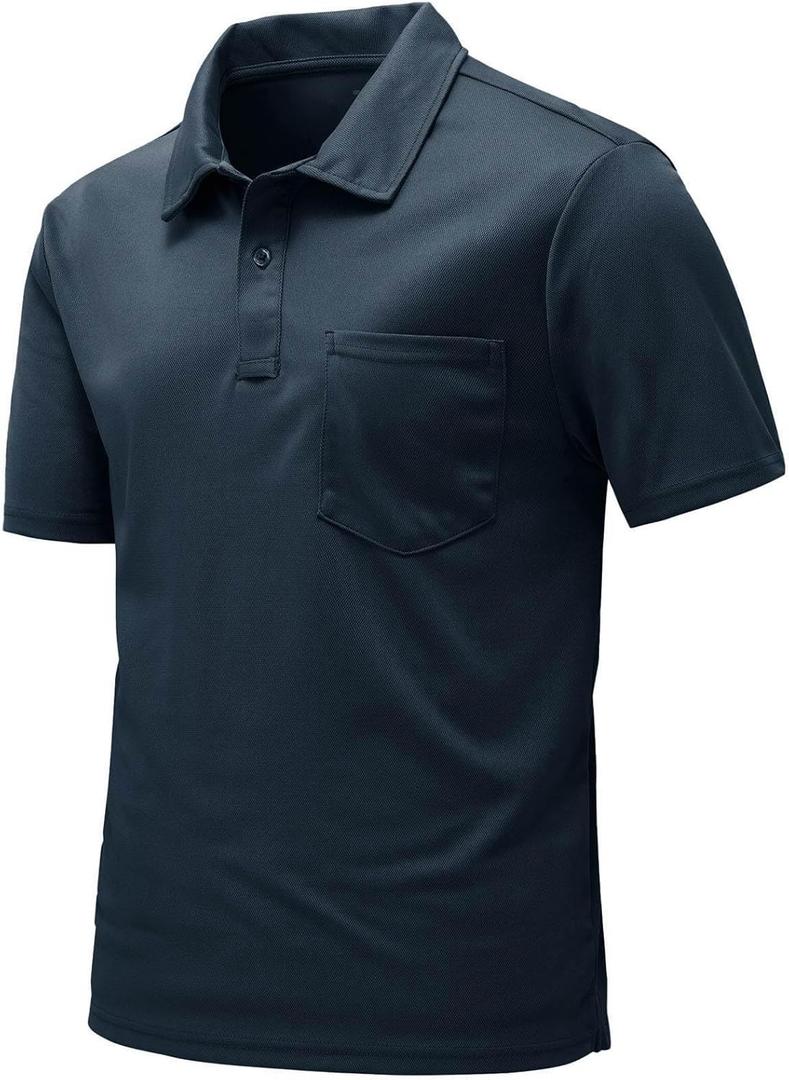 Rdruko Men's Polo Shirts Short Sleeve Quick Dry Outdoor Golf Sports Shirts with Pocket (4X-Large, 01 Navy)