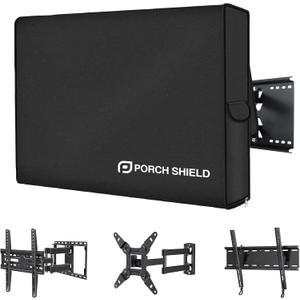 Porch Shield 34-39 inches Outdoor TV Cover - Upgrade Fully Cover TV Weatherproof Protector for LCD, LED, Compatible with Wall Mounts and Stands (Black)