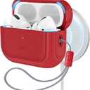 ESR for AirPods Pro 2nd Generation Case, Compatible with Airpods Pro Case 2nd/1st Gen (2023/2022/2019), Compatible with MagSafe, Full Drop Protection Cover with Lanyard, Dark Red